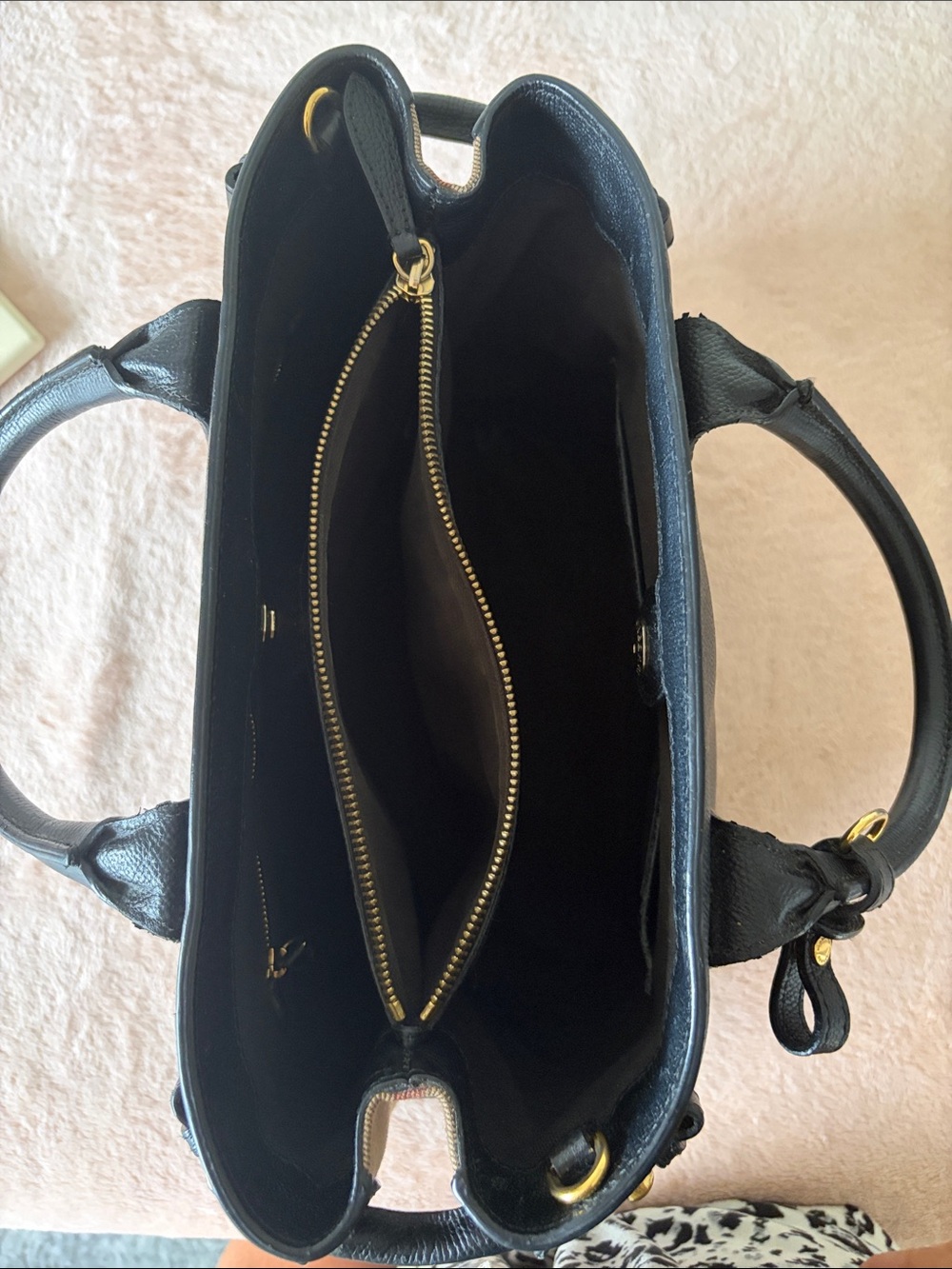 Burberry Black Leather Structured Top-Handle Tote with Gold Hardware - Picture 7 of 9